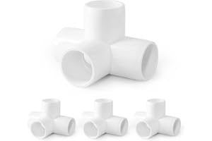 4 Way PVC Pipe Fittings 3/4 Inch, Zernmiarder White PVC Elbow Corner Side Outlet Tee Fitting, SCH40 Furniture Grade Pipe Connectors - Fits 3/4" Polyvinyl Chloride Pipes, 4 Pieces