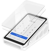 Rounkin Protective Hard Case and Screen Protector for Square Terminal, Anti-Slip Grip Design, Anti-Scratch Tempered Glass Screen Protector(White)
