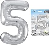 Unique Silver Number 5 Shaped Large Foil Balloon 86cm view 3