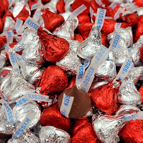 Hershey's Kisses Milk Chocolate Candy Red and Silver Foils