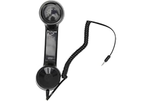 HEEPDD Retro Handheld Cell Phone Receiver, Black Wired Telephone Handset with Microphone, 3.5mm Connector for Mobile Phones, Computers