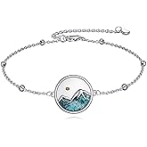 YFN Mountain Bracelet for Women Sterling Silver Nature Bracelet Jewelry Gift for Skiers, Hikers, Campers, Climbers and Nature Lovers