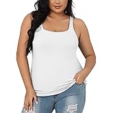 V FOR CITY Plus Size Tank Top for Women with Shelf Bra Adjustable Wide Strap Camisole Summer Basic Cotton Udershirts 1X-5X