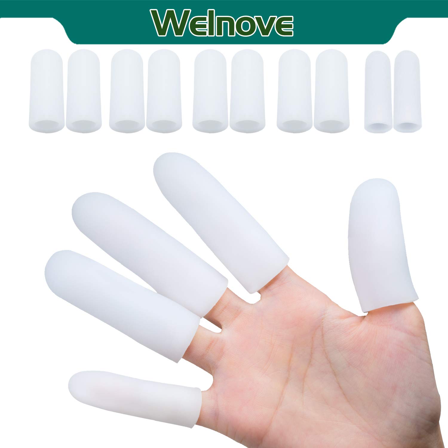Welnove 10 Pack Finger Protectors Gel Finger Cots Large Size