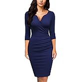 Miusol Women's V-Neck Ruffle Style 2/3 Sleeve Cocktail Pencil Dress