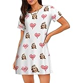FUMNEEDIY Custom Nightgown for Women Personalized Face Pajamas Customized Funny Sleepwear with Photo Gift for Girlfriend Wife