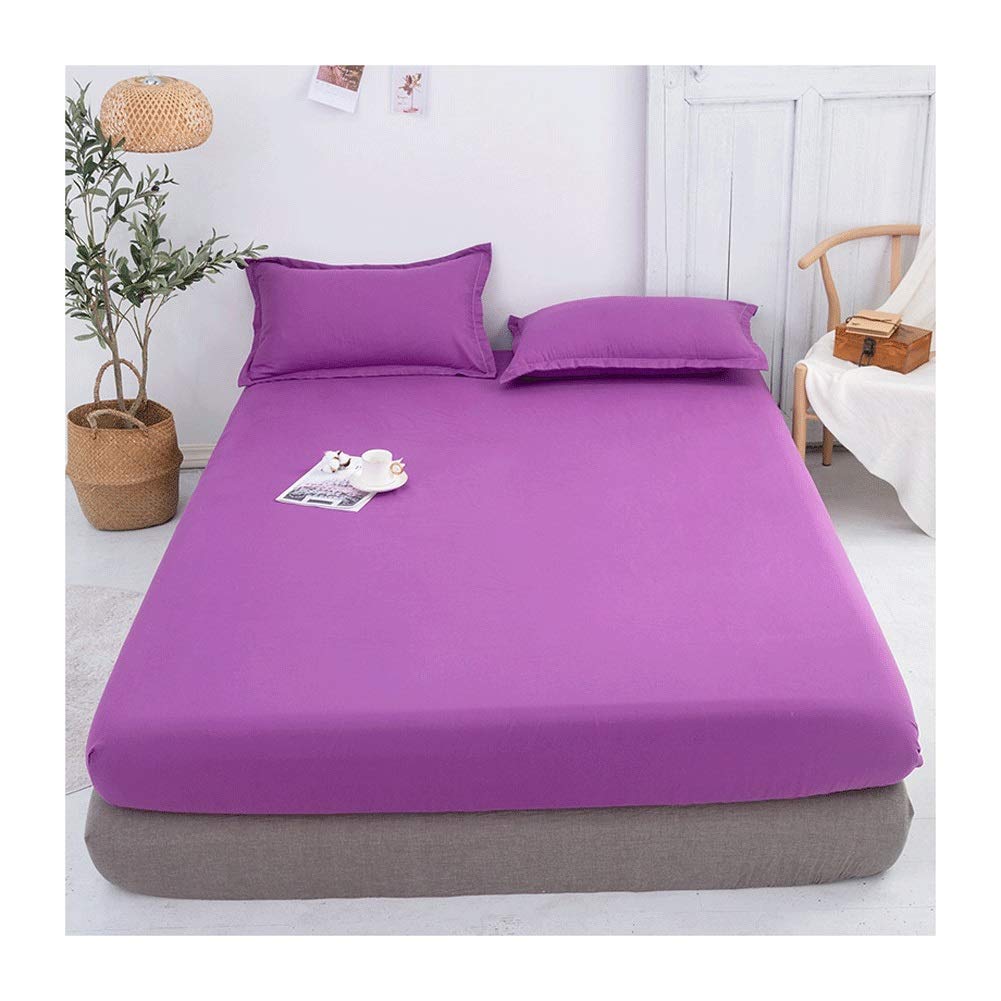 Queen Fitted Sheet Only Soft Polyester Microfibre Adults king Fitted Bottom Sheet Fits Up 0-20cm Deep Mattress Bed Sheets Fade Resistant (Color : Purple, Size : Queen)