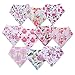 10-Pack Baby Bandana Bibs Upsimples Baby Girl Bibs for Drooling and Teething, 10 Stylish Organic Cotton Bibs Baby Shower Gift - “Blossom Set”