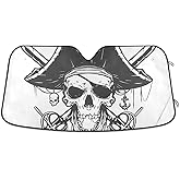 YYZZH Pirate Skull Sword Car Windshield Sun Shade Block UV Rays Sun Visor Protector Accordion Folding Sunshade Keep Vehicle Cool and Damage Free, Easy to Use, Fits Windshields of Various Sizes