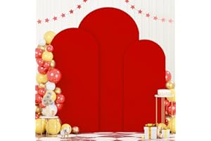 FOTSHARER Red Arch Cover Set of 3 Spandex Fitted Wedding Arch Cover 6FT 6.6FT 7.2FT Round Top Arch Cover Backdrop Fabric for Metal Arch Chiara Arch Backdrop Stand Cover for Baby Shower Birthday Decor