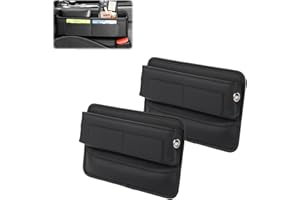 AutoCabins 2 Pack Premium Car Seat Gap Filler Organizer - Universal Storage Box with Card Slots for Phones/Keys/Glasses, Fits Cars, SUVs & Trucks (Black)