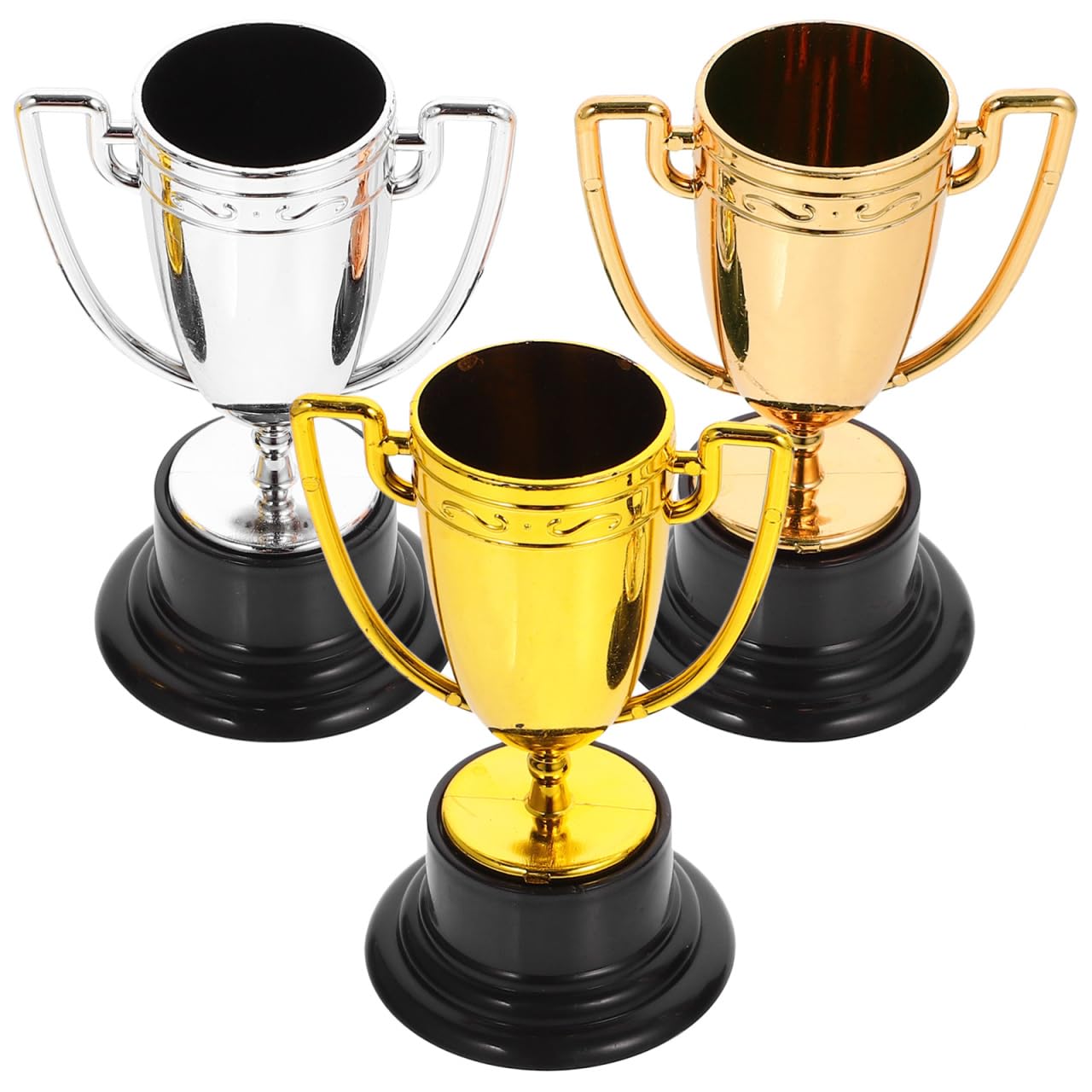 Yardwe Mini Trophy Award Set 3 Pack Small Plastic Trophies Gold Silver Bronze for Kids Sports Competition Party Decoration 3.23 X 2.20 X 1.77 Inch
