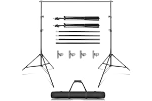 TeqHome Backdrop Stand,Backdrop Stand for Parties 10ft Adjustable Photo Background Support Kit. with 6 Background Clamps,4 Crossbars and Carrying,for Wedding/Decorations/Photoshoot