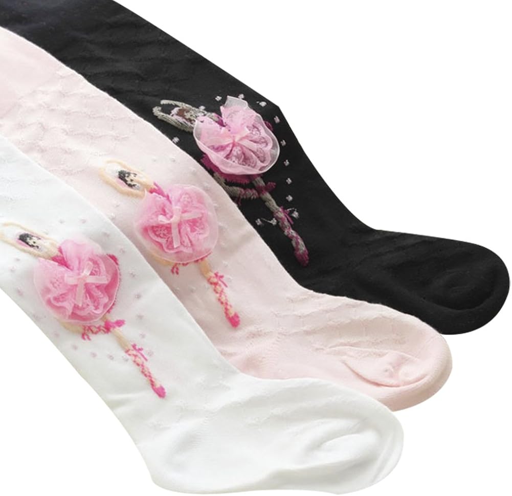 Taiycyxgan Girls Cotton Leggings 1-10T Ballet Tights Stocking Panties Socks 3 Pack: Clothing
