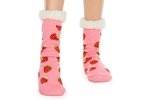 THREE POODLE Slipper Socks, Winter Warm Fuzzy Sherpa Socks, Non Slip Socks with Grips for Women Men Kids Christmas Gifts