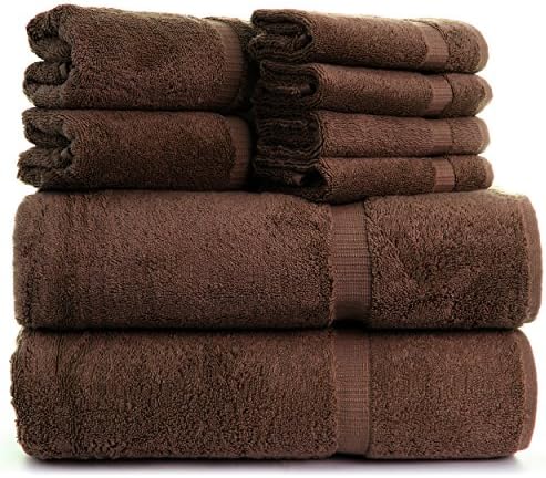 Indulge Turkish Linens Towel Set 8-pieces Natural Turkish Cotton (2 bath towels, 2 hand towels and 4 wash clothes, Chocolate)