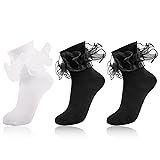 MKYSZLT Big Ruffle Socks for Women Double Lace