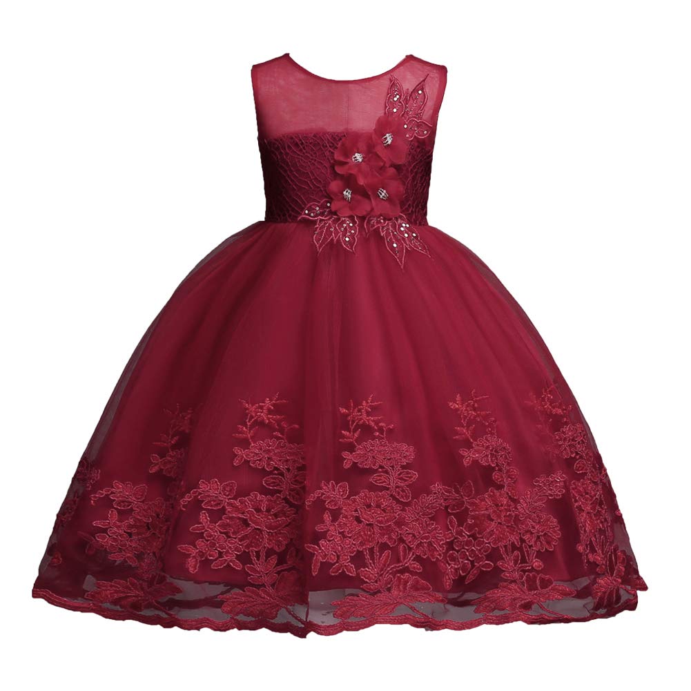 112 Years Girls Dress Sequin Lace Wedding Party Flower Dress 1026A01