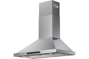 VIKIO HOME Wall Mount Range Hood 36 inch,Kitchen Vent Hoods 980 CFM Ducted/Ductless Range Hood,with Gesture Sensing & Touch Control Switch Panel, 3 Speed Exhaust Fan Permanent Filter
