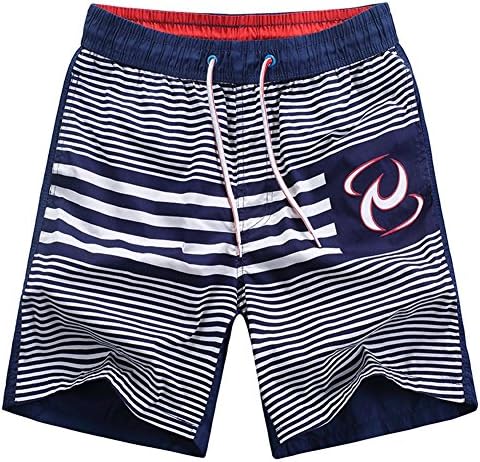 OUOK Men Swimwear Beach Shorts Quick Dry Pocket Male Sea Swimming Shorts Stripe Mens Bathing Suit Men Shorts