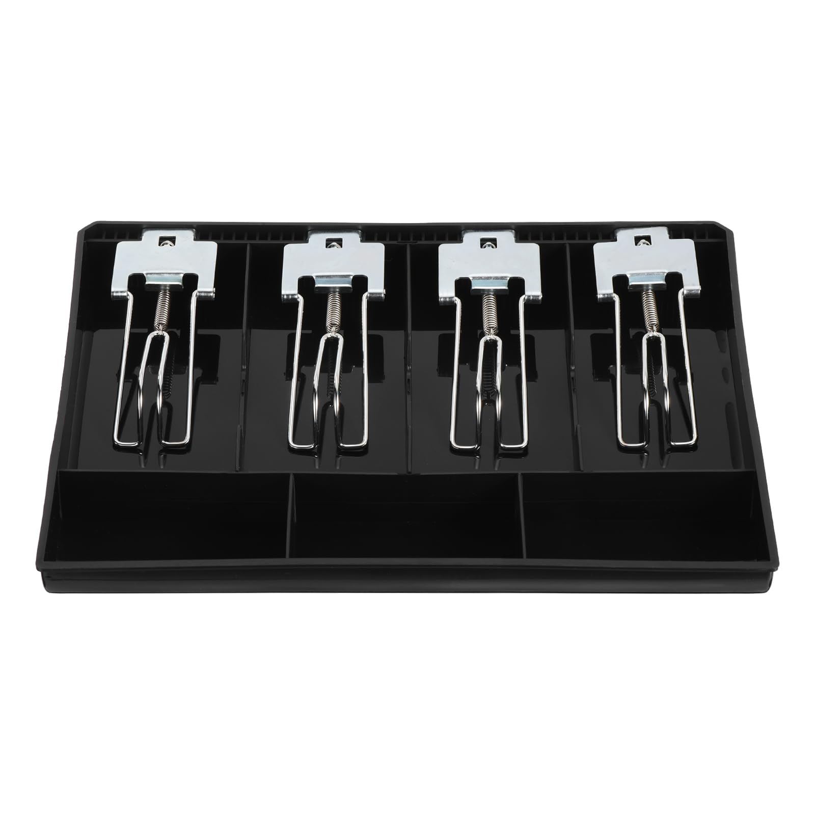 PATIKIL Cash Register Drawer Insert Tray, Removable 4 Bill / 3 Coin, 13" Money Tray Organizer for Cash with Metal Clip for Cash Register Small Businesses, Black