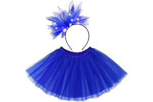 TWINKLEDE Women Tutu Skirt with Headband Classic 4 Layered Tutus Elastic Tulle Costume Skirts for Adult and Teen Girls