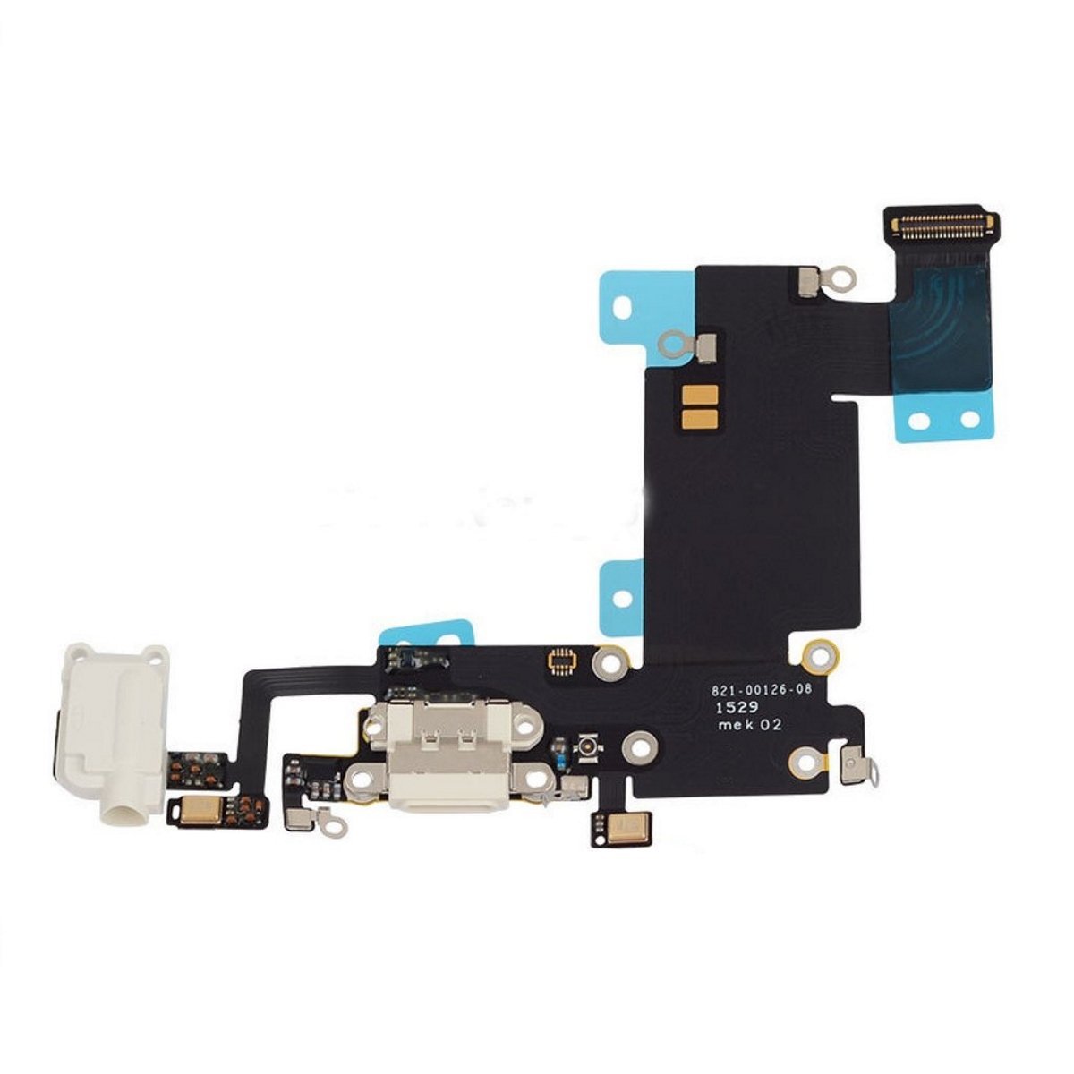 OnlyTech - Charging Connector for iPhone 6S Plus White Flex Cable with USB Dock, Jack connector, Microphone and GSM Antenna