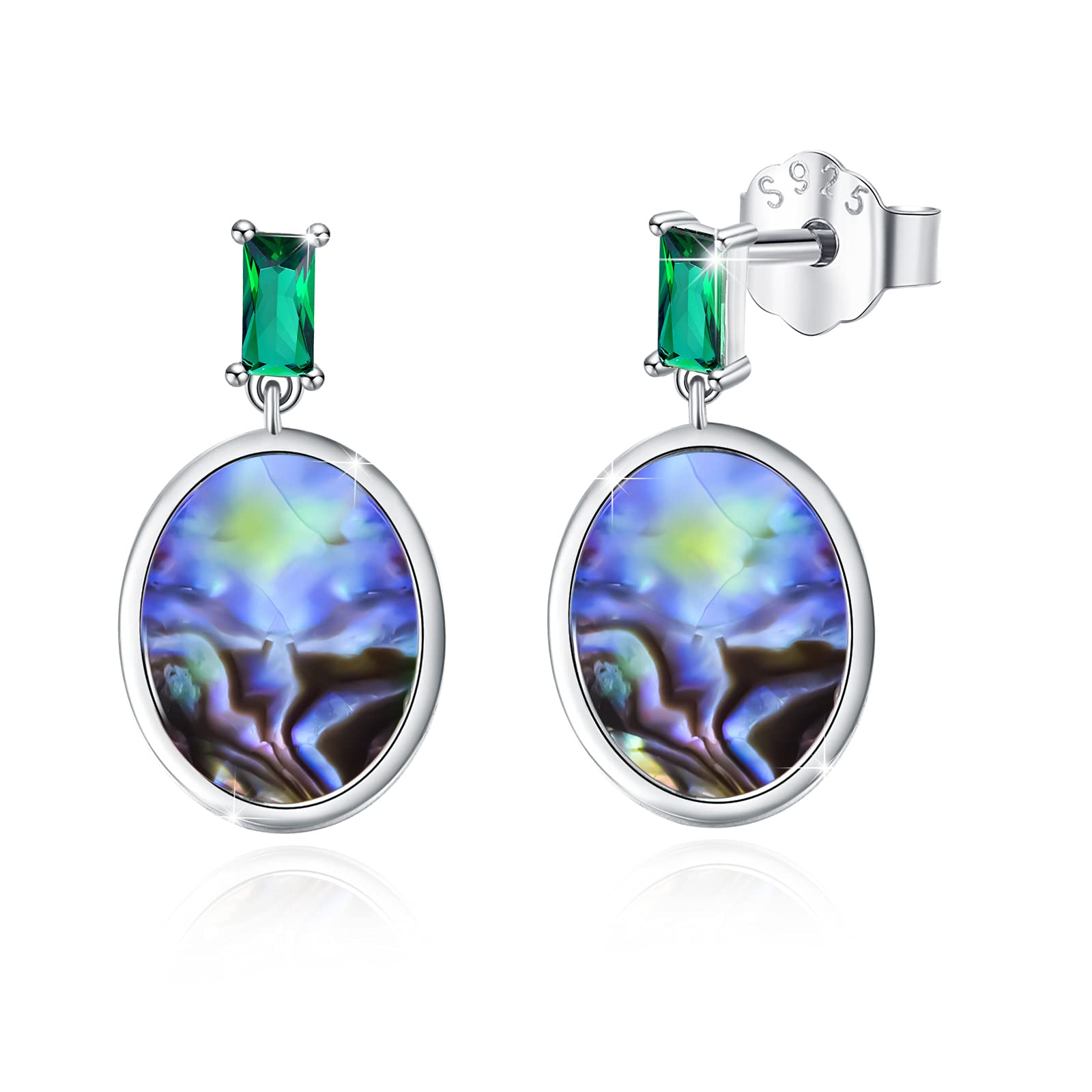 Abalone Shell Earrings 925 Sterling Silver Oval Earrings Abalone Shell Studs Earrings Jewellery for Women Girls