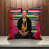 Cushion Cover Beautiful Women With Colorful Flowers Black Cat Pillowcase 17 x 17 Inches Woven Pillow Covers Cotton Polyester Home Decor Cushion Cover for Sofa (s9)