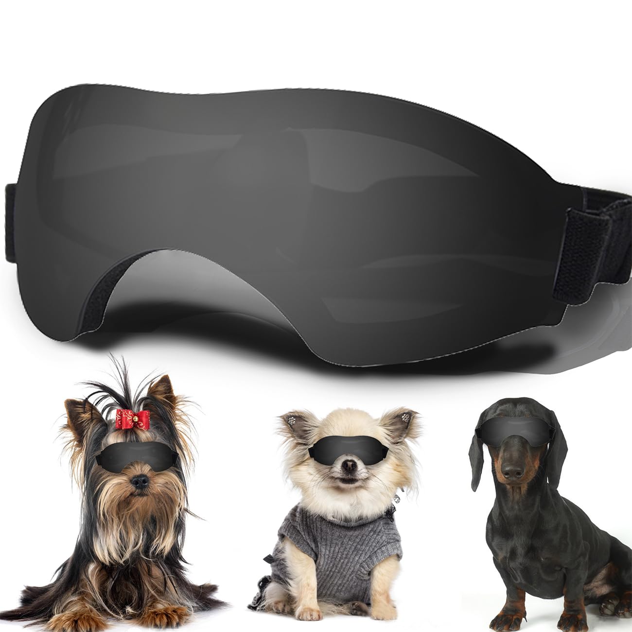 Small Dog Sunglasses with Adjustable Strap, UV Protection, Winproof, Suitable for Small Dogs, Eyes Protection