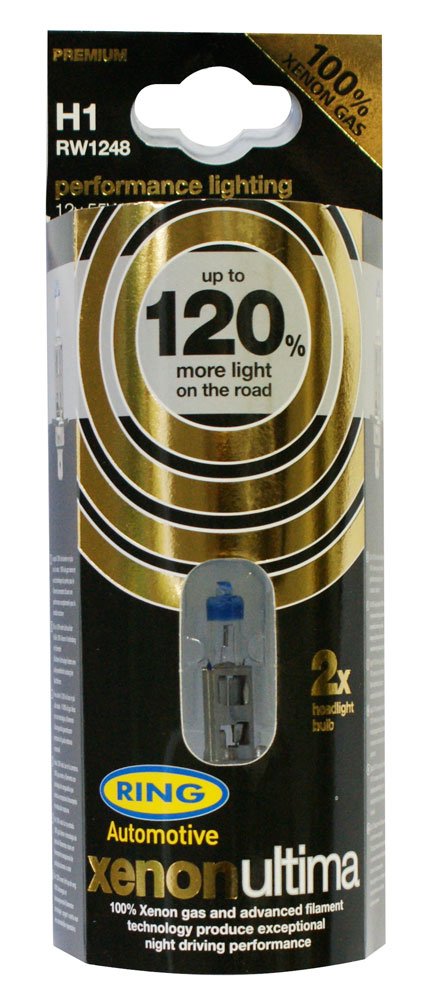 Ring RW1248 Xenon Gas Ultima H1 12v Car 120% Brighter Upgrade Headlight Headlamp Bulbs - Pair