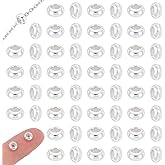 UNICRAFTALE 100Pcs Stopper Beads Metal Slider Beads 6mm Diameter Rubber Bead 925 Sterling Silver Spacer Bead Adjustable Slider Clasps Rondelle Loose for DIY Bracelets Jewelry Making