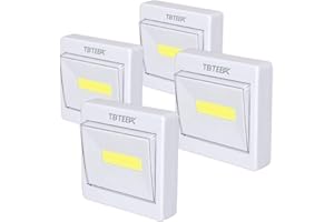 TBTeek Closet Light, Super Bright, Battery Operated, Stick Anywhere, 200 LM Cob Led Lamp, Light Switch Nightlight, Tap Lights for Closet, Shed, Attic, Emergency (4 Pack)