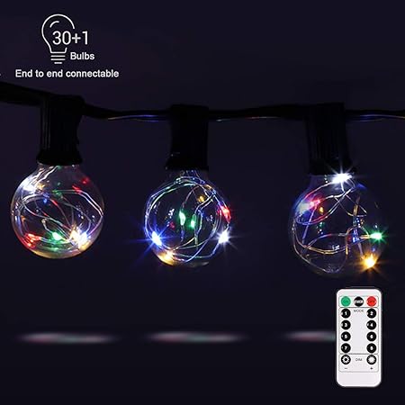 Amazon Com G40 Dimmable Globe String Lights Remote 30led Bulbs