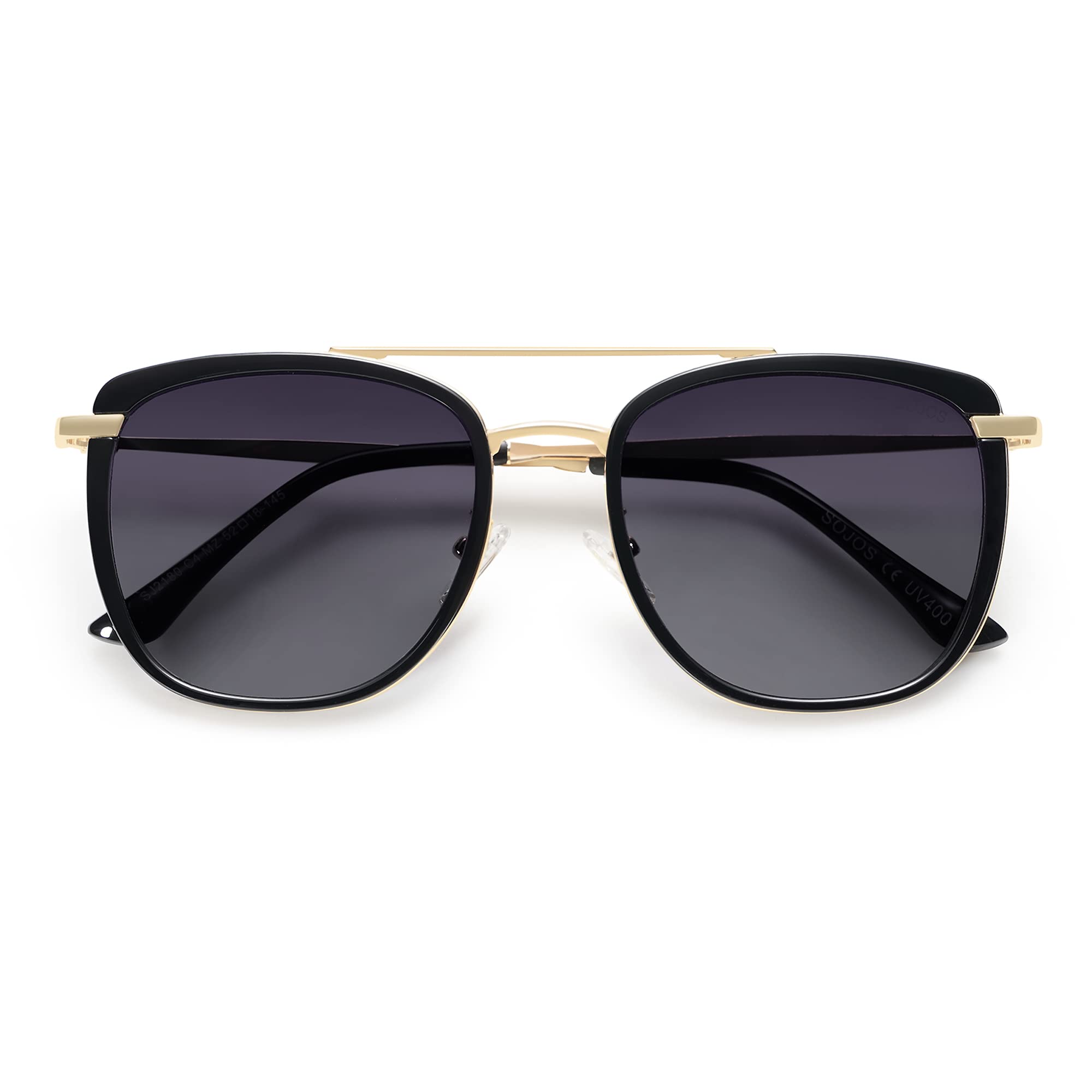 Photo 1 of SOJOS Retro Aviator Square Polarized Sunglasses For Women Men,Vintage Women's Sun Glasses Shades UV400 SJ2180with Black Frame Grey Lens