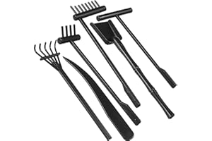 MHYGKTXRA 6pcs Mini Zen Garden Rake Tool, DIY Sand Zen Garden Tools for Office, Elegant Zen Garden Tools, Meditation Rock Sand Garden Accessories(Black)