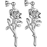 beautlace Rose Necklaces/Adjustable Rings Silver/18K Gold/Black Gun Plated Flower Pendant/Open Ring Elegant Jewelry Gifts for Women