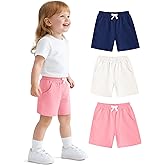 Witwot 3 Pack Baby Girls Shorts Cotton Toddler Shorts Infant Pants with Pockets Summer Clothes Size 18M-5T