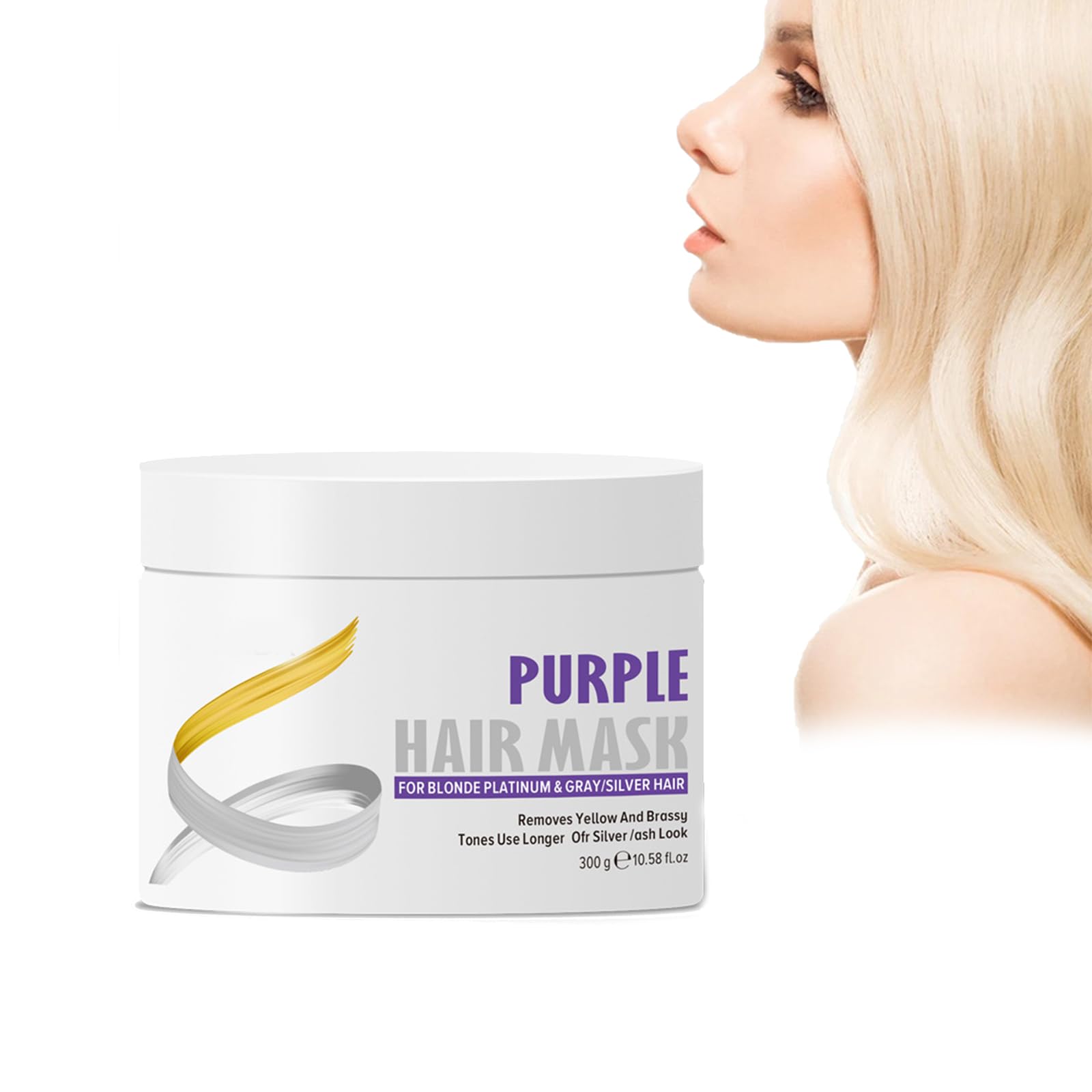 Pemarlis 300ml Silver Hair Mask,Purple Hair Mask for Blonde, Bleached Hair, Remove Yellow Tones & Nourish Dry Damaged Hair
