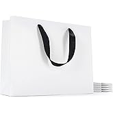 YACEYACE White Medium Gift Bags, 10.5"x4.25"x8", 10 Pcs, Multi-purpose, Kraft Paper, Ribbon Handles