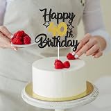 Gidobo 40th Birthday Cake Topper Black Gold Glitter Stars Men Women Party Decor view 7