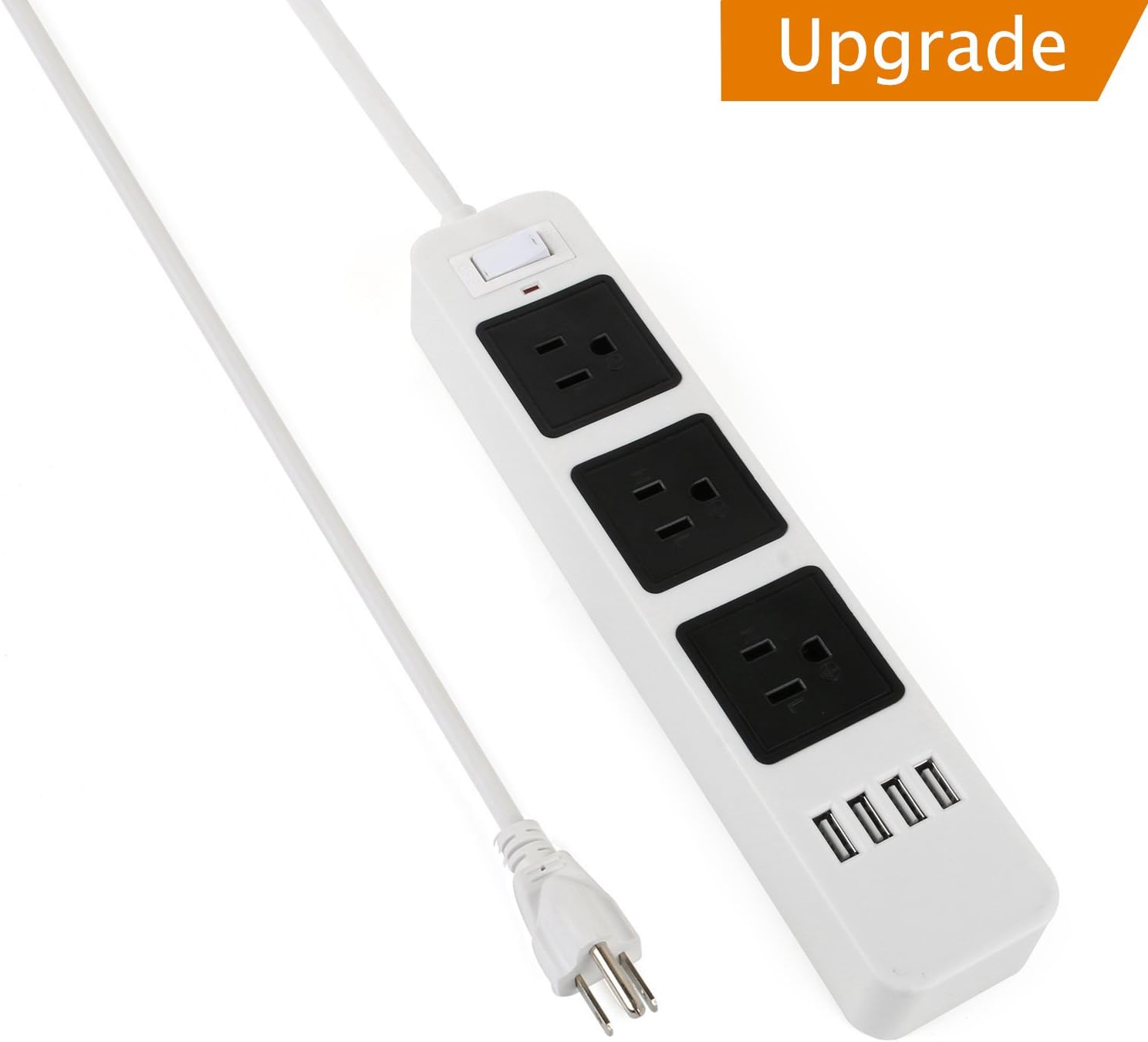 Sanoo 3 Outlet Power Strip Surge Protector with USB Fast Charging Ports 6.5 foot Long Extension Cord for TV, Laptop, Computer, Hair Dryer, Smartphones, Tablets and More