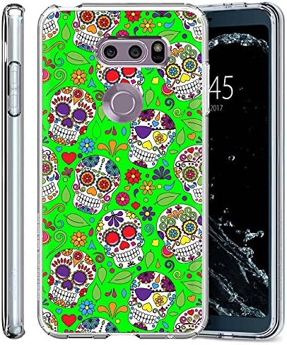 [SlickCandy] LG V30/V30 PLUS/V30+ Total Defender Soft Slim Phone Case [Green Skull Party Print]