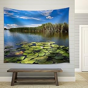 a Beautiful Lake in Danube Delta, Romani - Fabric Wall Tapestry Home Decor - 51x60 inches