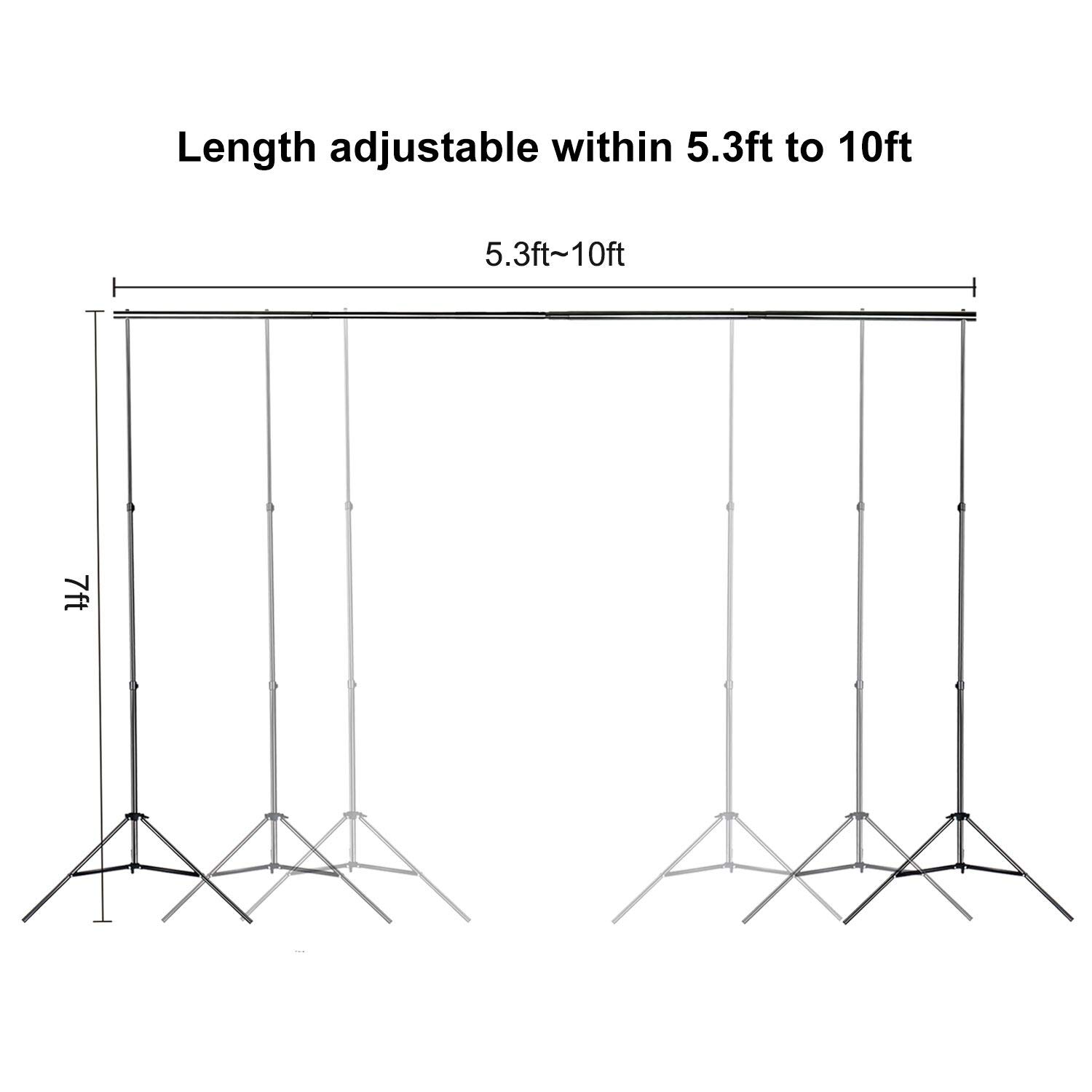 FUDESY Backdrop Stand 7x10Ft Adjustable Photography Background Support System Kit for Photo Video Studio with Carry Bag,Spring Clamps