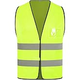 Meiosuns Reflective High Visibility Safety Vest for Men Women ANSI Class 2 Hi Vis Safety Vests Mesh Fabric Neon Work Jacket