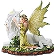 PTC 7 Inch Green Winged Fairy with Magical Unicorn Statue Figurine