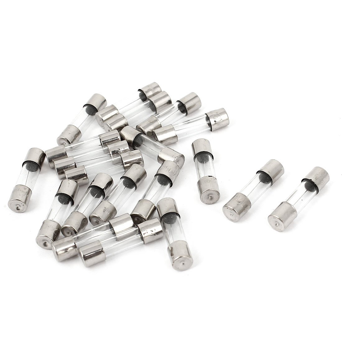 sourcingmap AC 250V 6A Quick Blow Acting Type Glass Tube Fuses 5mm x 20mm 20 Pcs