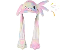 Veryrich Moving Ear Hat Plush Animal Ears Jumping up Hat Halloween Christmas Cosplay Novelty Party Cap for Adult Women Kids