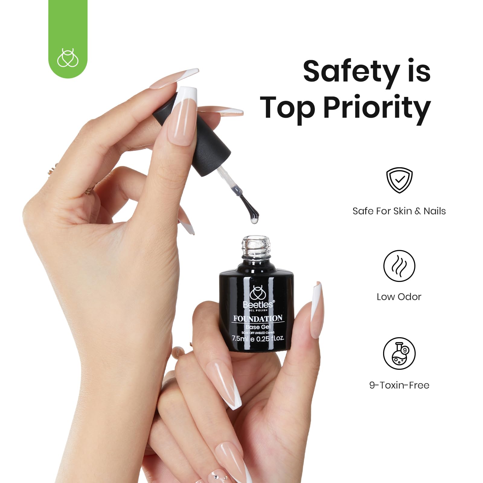 Beetles 3 Pcs Gel No Wipe Base Top Coat & Builder Set, Shine Finish and Long Lasting, Soak Off LED Transparent Building Strengthener Hard Gel for Nail Art - Image 5